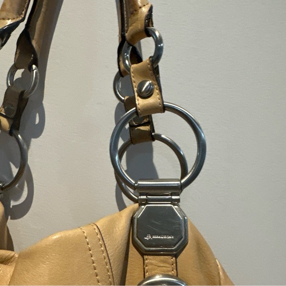 B. Makowsky Designer Tan Supple Leather Hobo Shoulder Bag Cheetah Lined Pre own - Picture 6 of 12